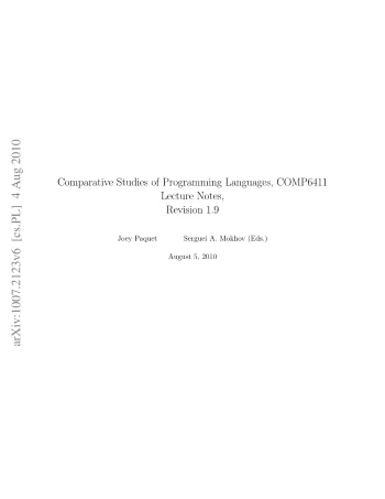 Comparative Studies Of Programming Languages cover