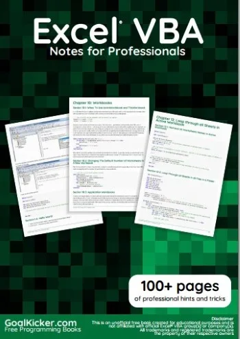 Excel VBA Notes For Professionals cover